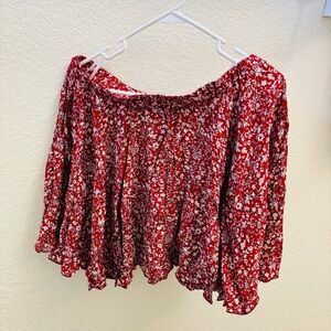 SHEIN Curve 1x red skirt with white floral print